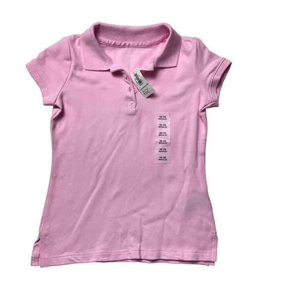 Old Navy Girl's Pink Short Sleeve Button Front Polo Tee Sz XS 4-5 - Picture 1 of 8